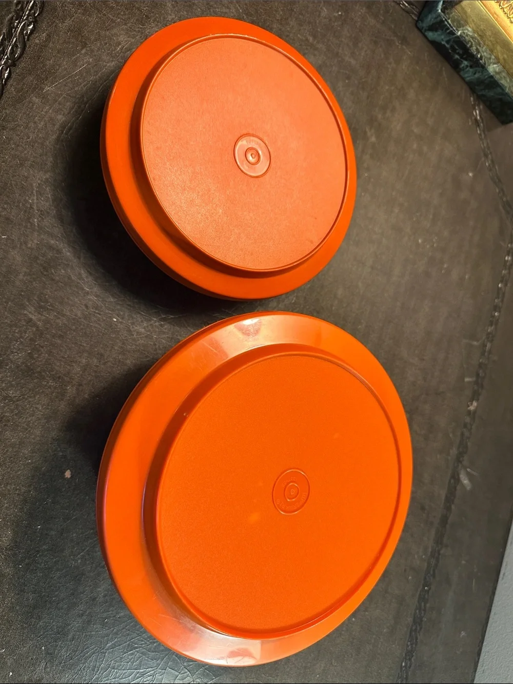 Bright Orange Round Tupperware Storage Containers - Set of 2